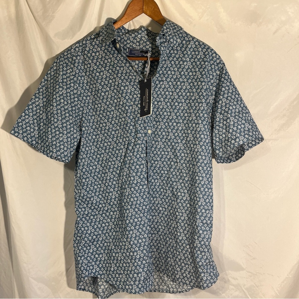 Vineyard Vines Floral Micro Printed Casual Collared Button Down Shirt Medium NWT